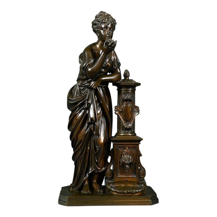Bronze "Demoiselle à la Fontaine", signiert E.Bruchon - Mitte XIX.