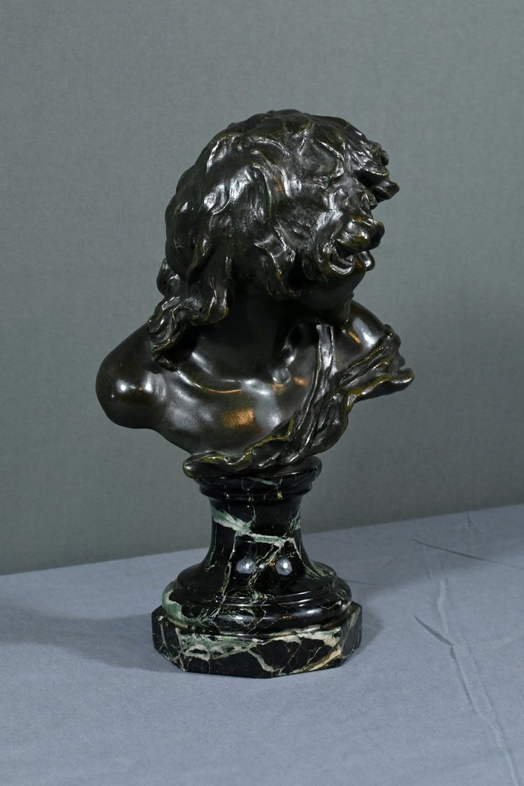 Bronze "Laughing Child", signed A.Injalbert - Late 19th century