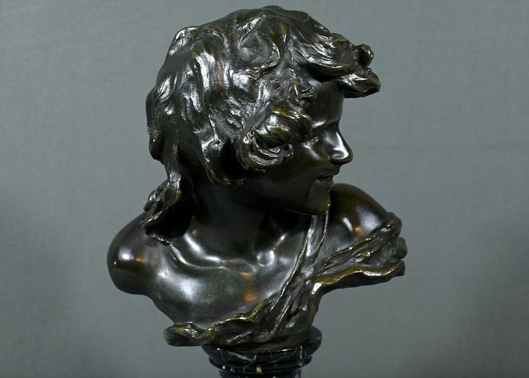 Bronze "Laughing Child", signed A.Injalbert - Late 19th century