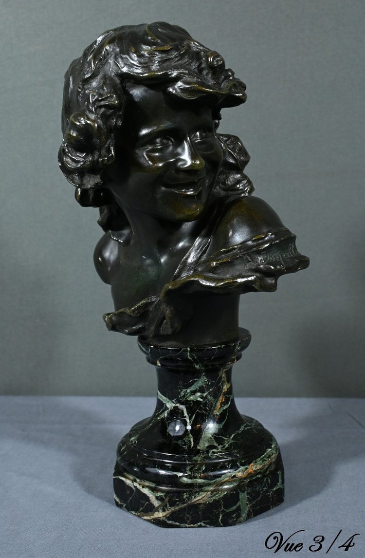 Bronze "Laughing Child", signed A.Injalbert - Late 19th century