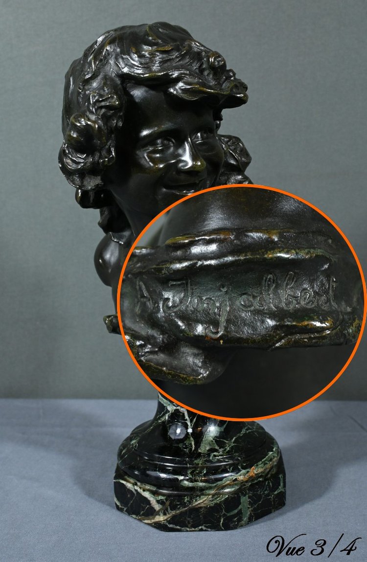Bronze "Laughing Child", signed A.Injalbert - Late 19th century