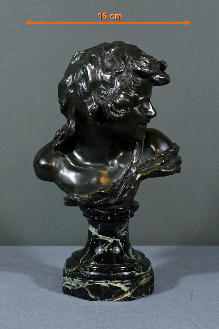 Bronze "Laughing Child", signed A.Injalbert - Late 19th century