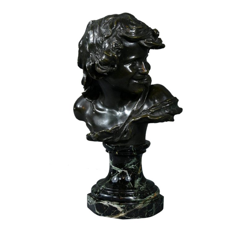 Bronze "Laughing Child", signed A.Injalbert - Late 19th century
