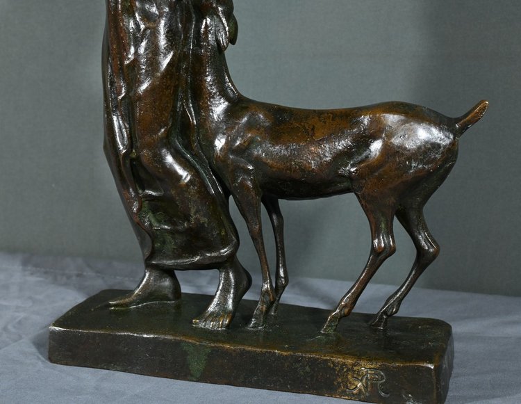 Bronzo "Donna con cerbiatto", Atelier Primavera - 1930