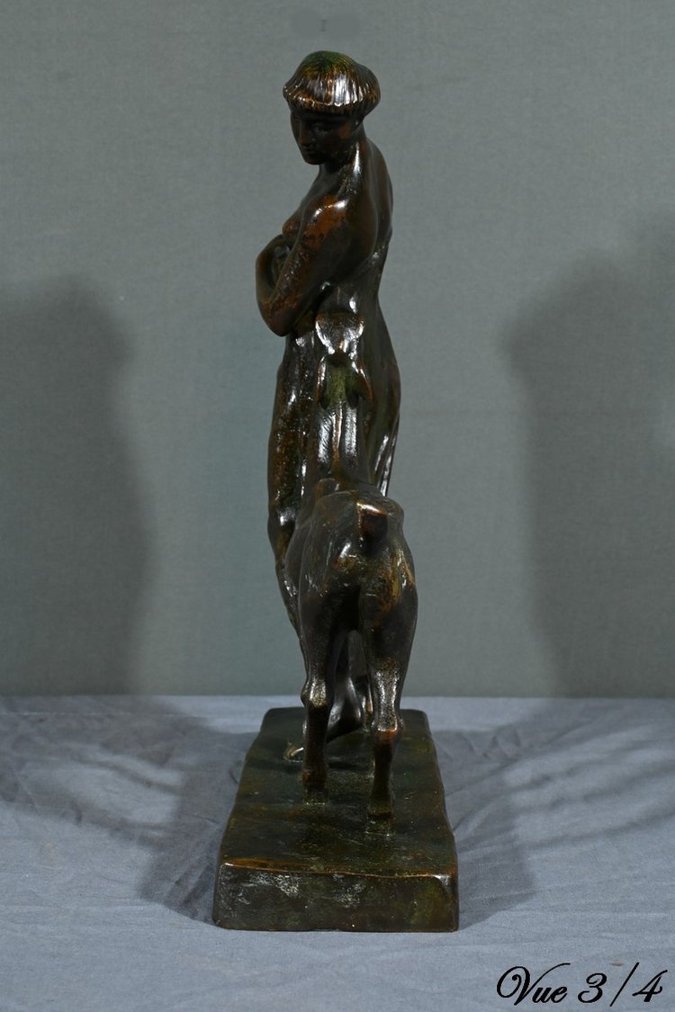Bronzo "Donna con cerbiatto", Atelier Primavera - 1930