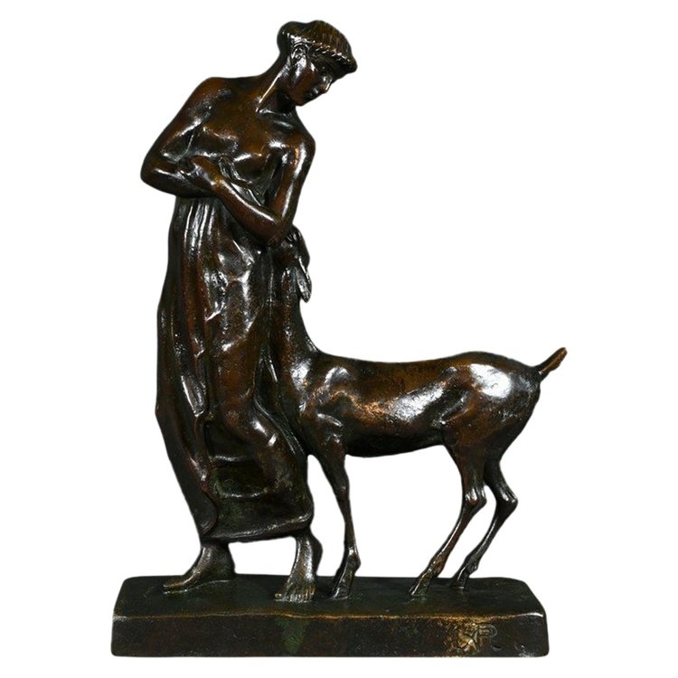 Bronzo "Donna con cerbiatto", Atelier Primavera - 1930