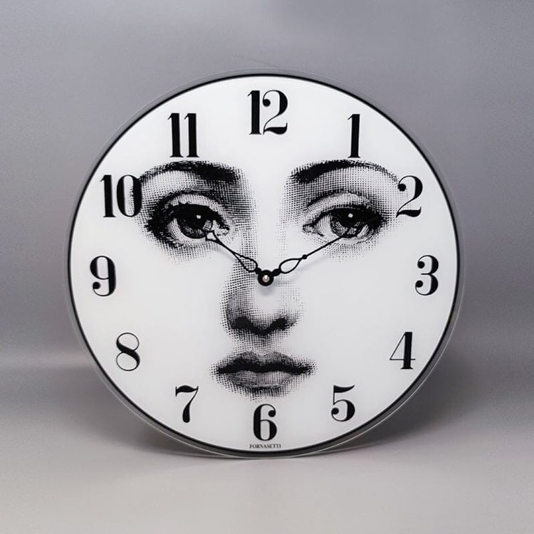1990s Wall Clock in Glass by Fornasetti. Made in Italy
