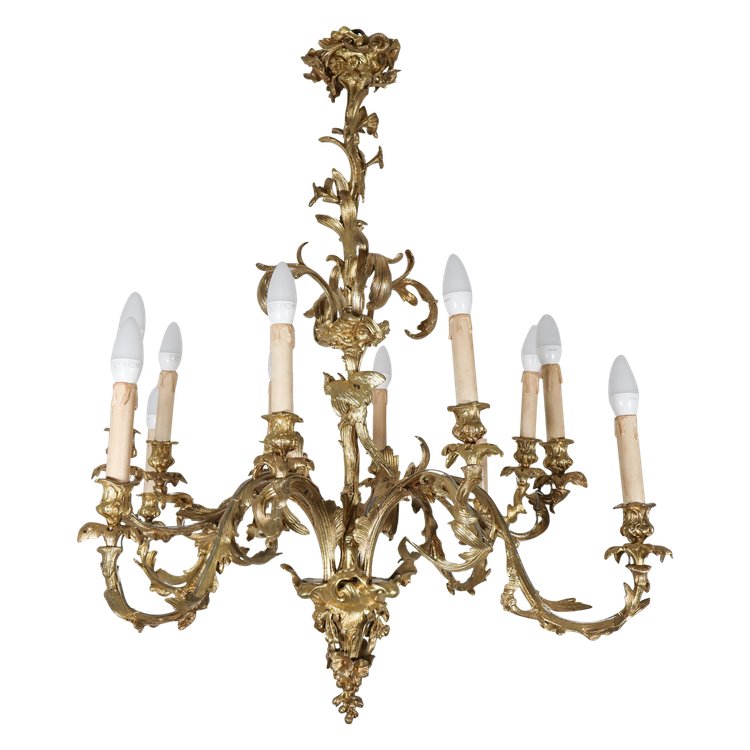  Lampadario Rocaille in ormolu, XIX secolo