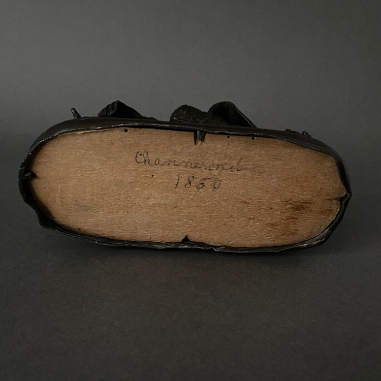Bronze aus dem 19. Jahrhundert, die ein Vogelpaar darstellt, von Chanhomme 1850