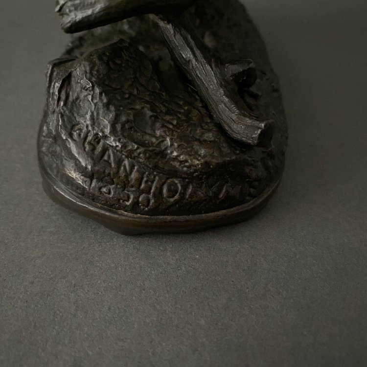 Bronze aus dem 19. Jahrhundert, die ein Vogelpaar darstellt, von Chanhomme 1850