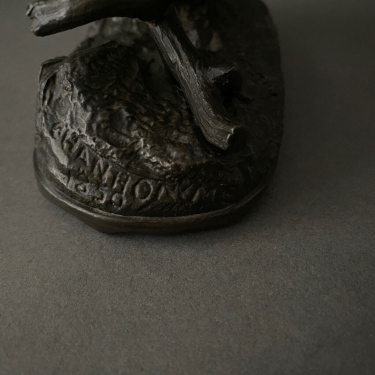 Bronze aus dem 19. Jahrhundert, die ein Vogelpaar darstellt, von Chanhomme 1850