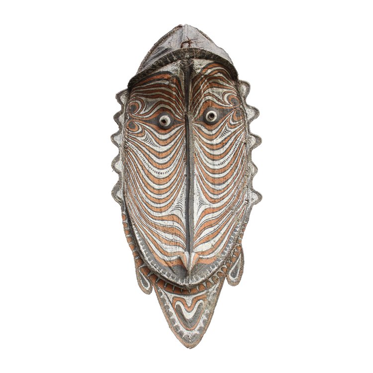 Enorme maschera a timpano, arte dell'Oceania, arte tribale, Papua Nuova Guinea