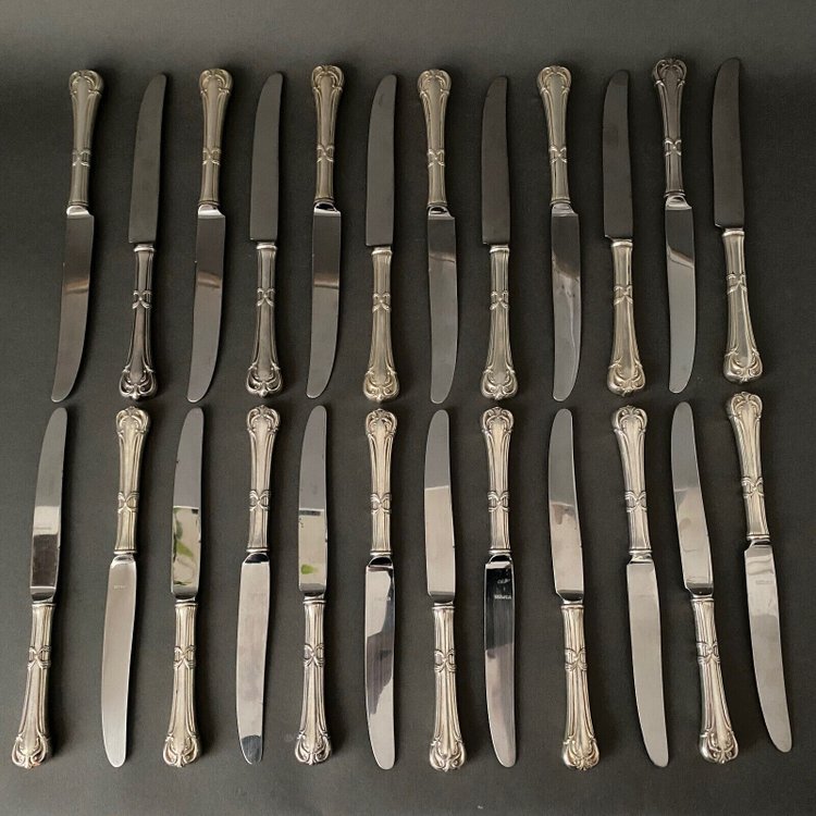 Suite von 24 Messern aus mexikanischem Silber im Stil von Louis XV Anfang des 20.