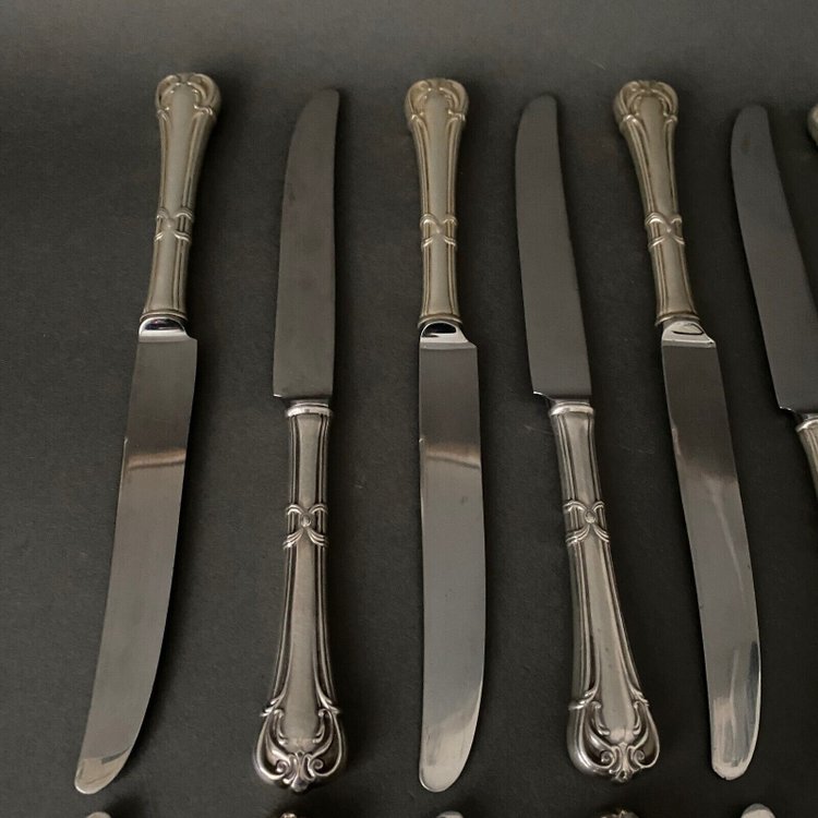 Suite von 24 Messern aus mexikanischem Silber im Stil von Louis XV Anfang des 20.