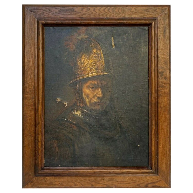 Öl auf Leinwand Mann mit goldenem Helm von Arthur Midy nach Rembrandt