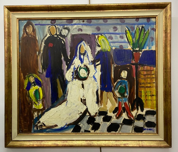 Adrien Saguin "Die Hochzeit" Öl auf Leinwand XX.