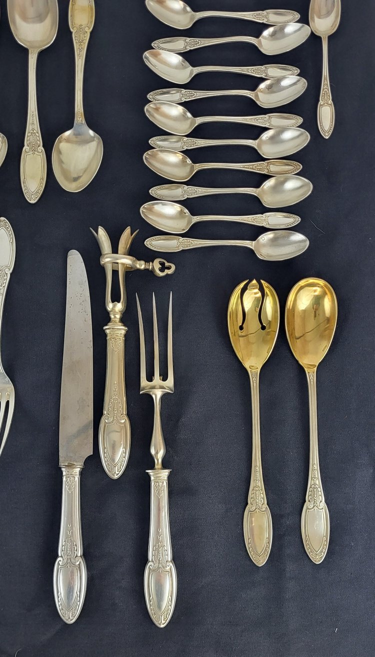 61-teilige Menagerie aus versilbertem Metall aus dem Hause Ercuis Modell Empire