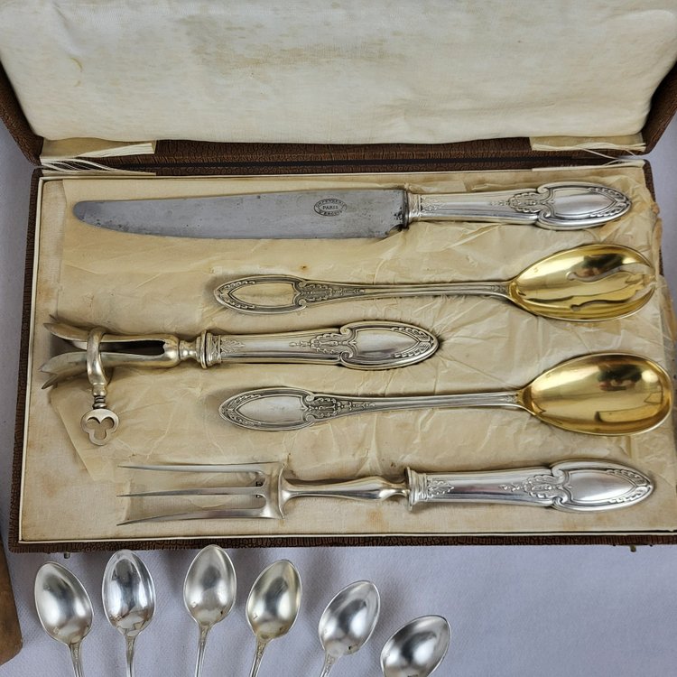 61-teilige Menagerie aus versilbertem Metall aus dem Hause Ercuis Modell Empire