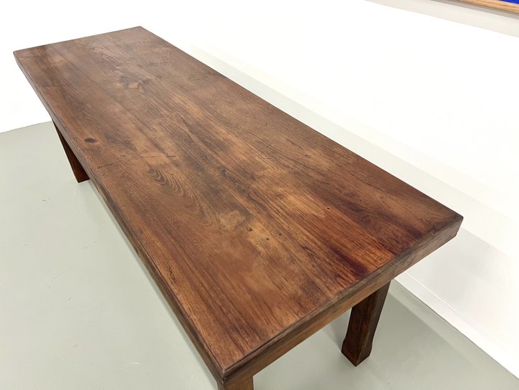 Small 50's farm table in blond walnut wood