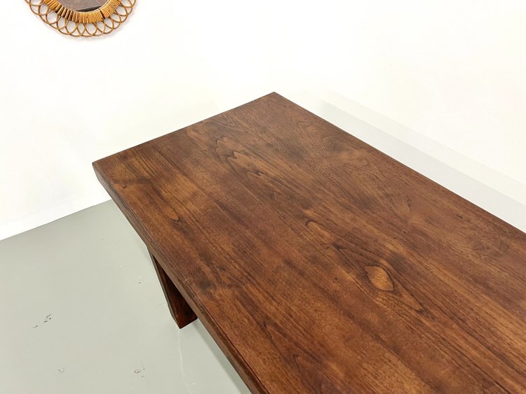 Small 50's farm table in blond walnut wood
