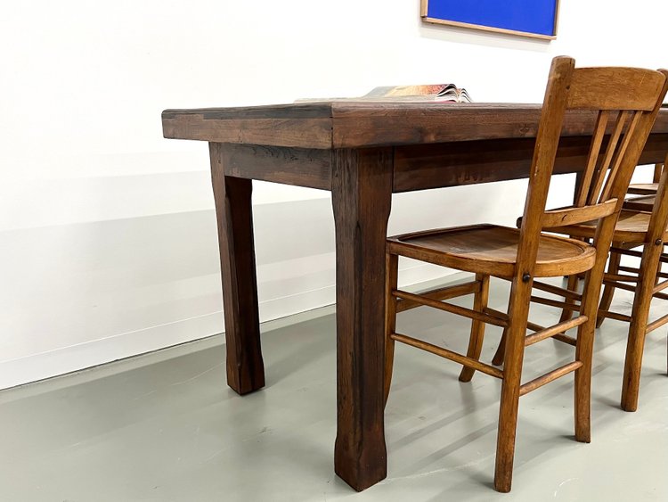 Small 50's farm table in blond walnut wood