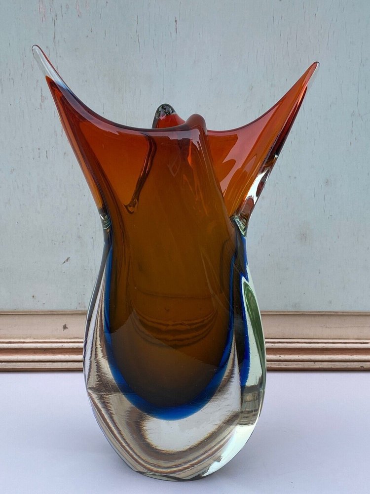60s Murano free-form vase with red and blue background 6 kilos
