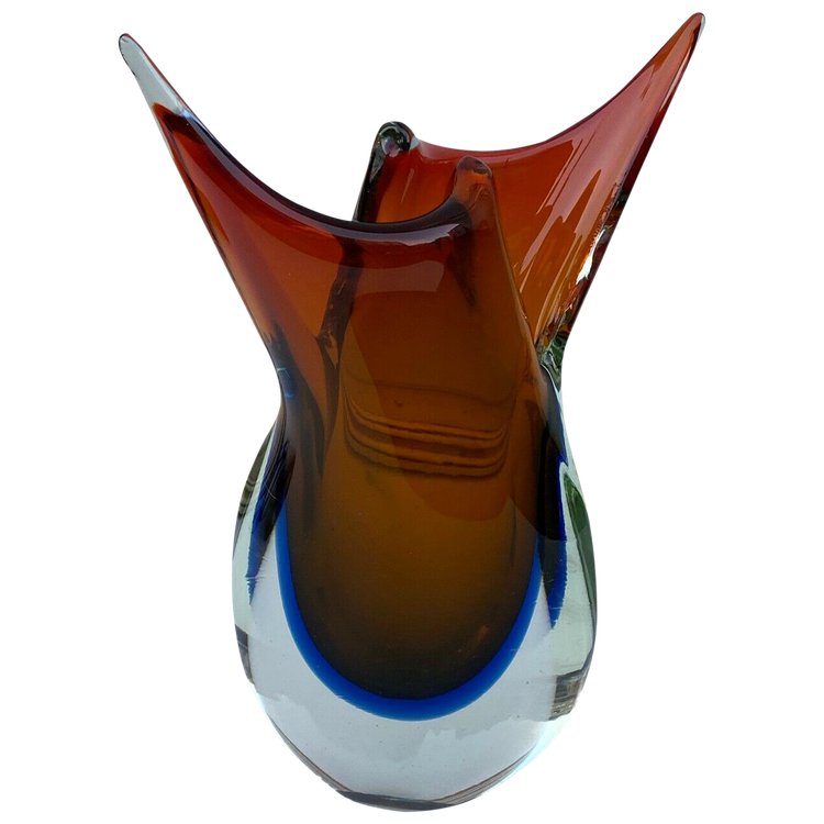 60s Murano free-form vase with red and blue background 6 kilos