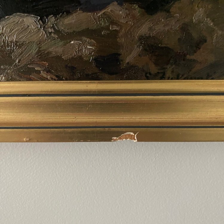 Huile sur carton par Stanislaw Zukowski ruisseau dans un sous-bois