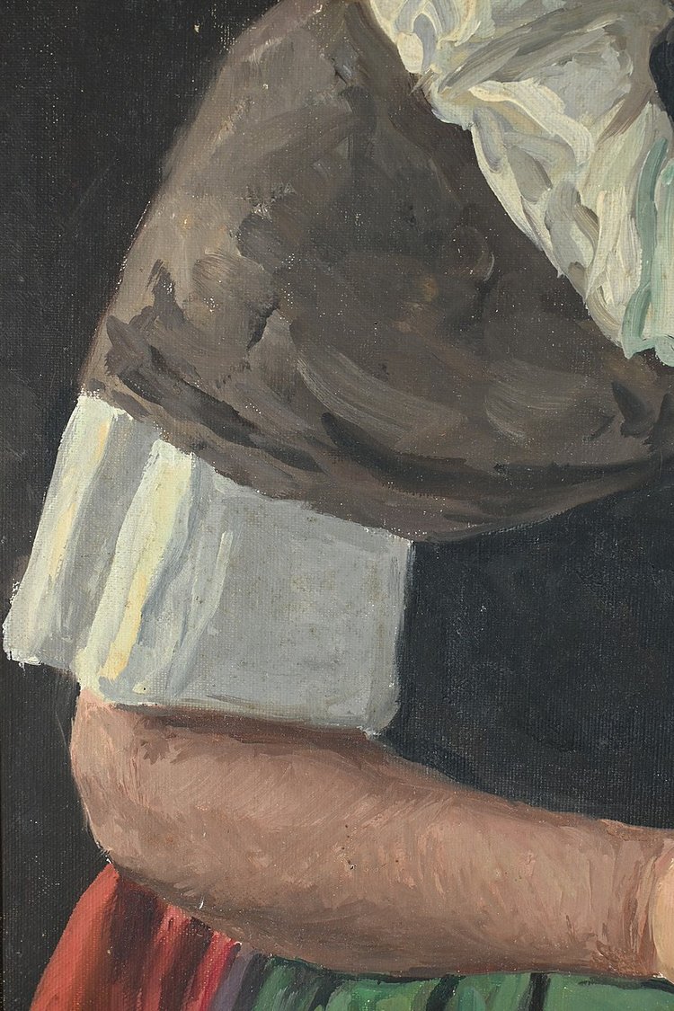 Huile sur Toile « Polonaise à sa lecture » de A. MARKOWICZ – Début XXe