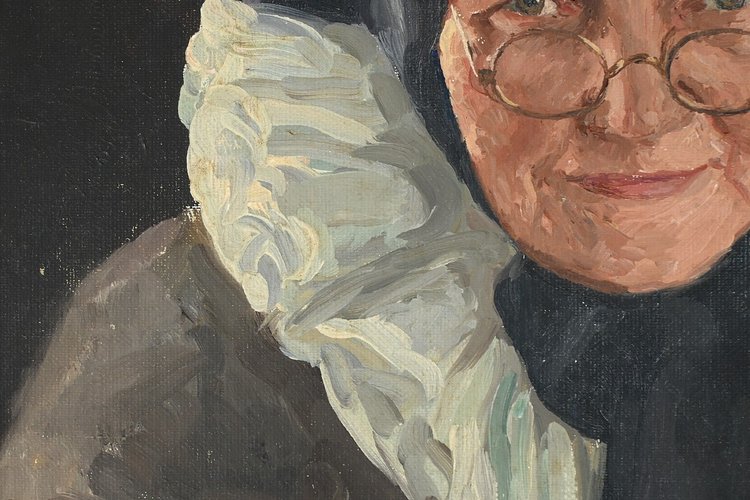 Huile sur Toile « Polonaise à sa lecture » de A. MARKOWICZ – Début XXe
