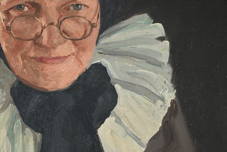 Huile sur Toile « Polonaise à sa lecture » de A. MARKOWICZ – Début XXe