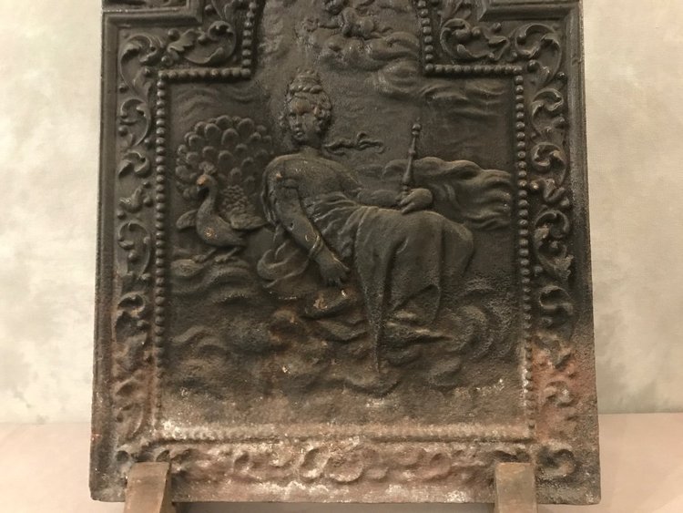 18th century cast iron fireback, 70 cm high, 47.5 cm wide