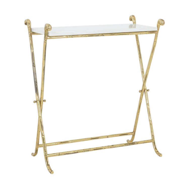 Jansen. Console in ottone dorato e marmo bianco. Circa 1970. LS4683607U
