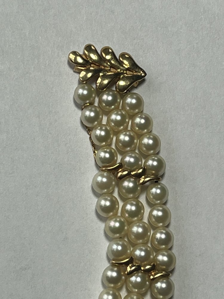 Bracelet 3 Rangs Perles Barrettes Or Jaune 8,00 g