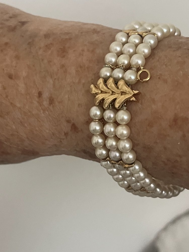 Bracelet 3 Rangs Perles Barrettes Or Jaune 8,00 g