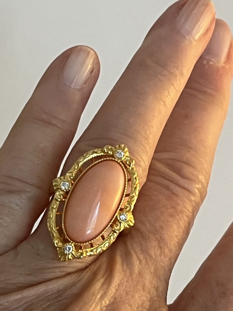 Bague Or Jaune Corail Diamants
