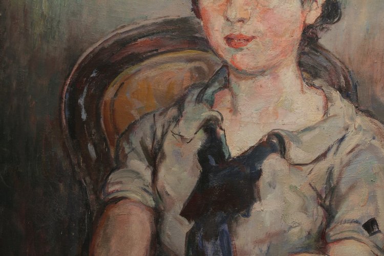 Tableau huile sur toile 'Portrait de jeune fille' Raphaël Dubois (1888-1960)