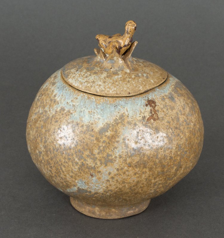 Bonbonnière pot couvercle Bode Willumsen grès forme d'œuf nid oiseau