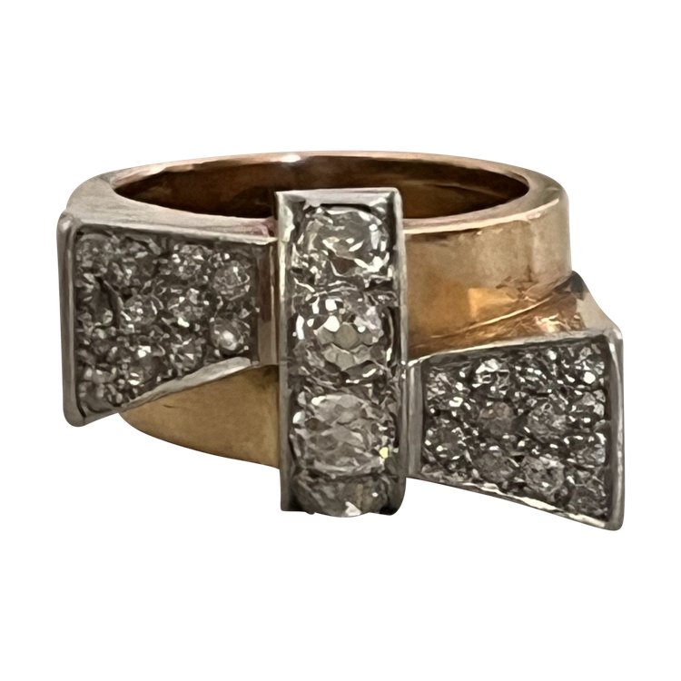 6168- Bague Tank Or Jaune Diamants 1,00 ct
