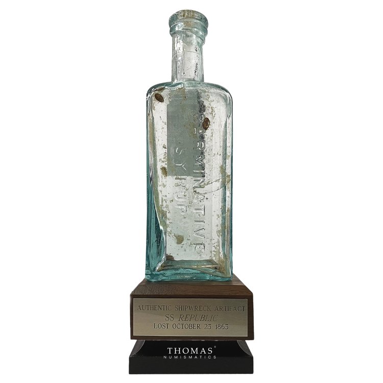 GLASFLASCHE - MARSDEN'S CARMINATIVE SYRUP - SCHATZ SCHIFFBRUCH - SS REPUBLIC