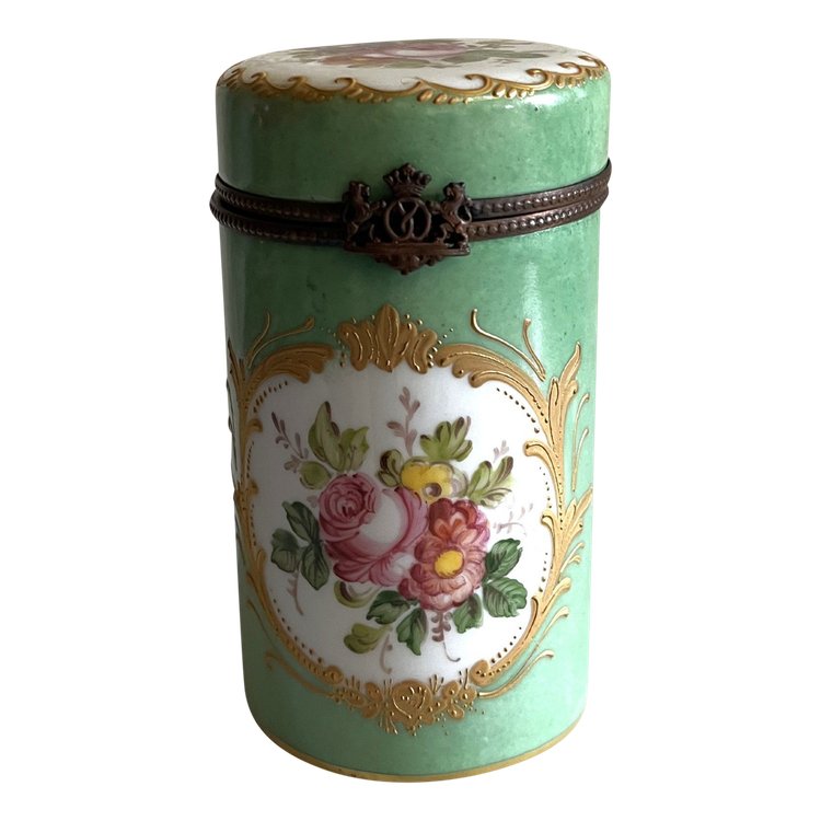 Small hand-decorated English porcelain box,