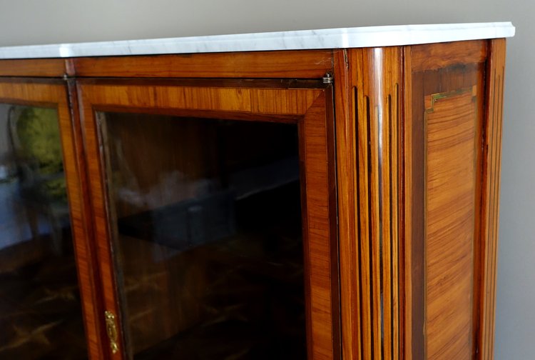 Libreria intarsiata d'epoca Luigi XVI - 182 cm x 133 cm x 31 cm