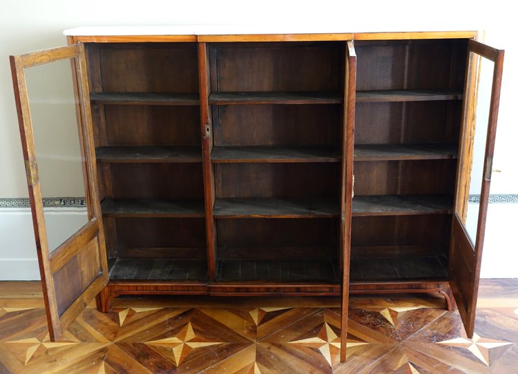 Libreria intarsiata d'epoca Luigi XVI - 182 cm x 133 cm x 31 cm
