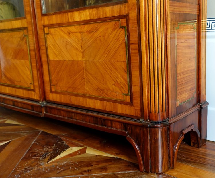 Libreria intarsiata d'epoca Luigi XVI - 182 cm x 133 cm x 31 cm