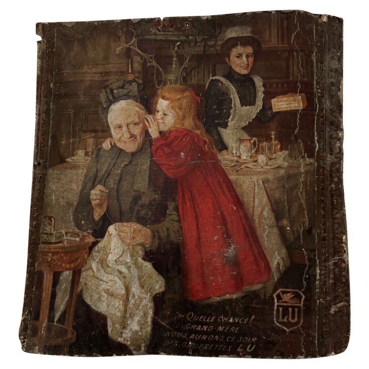Carton publicitaire LU Jean Sanna 1900 Quelle Chance !