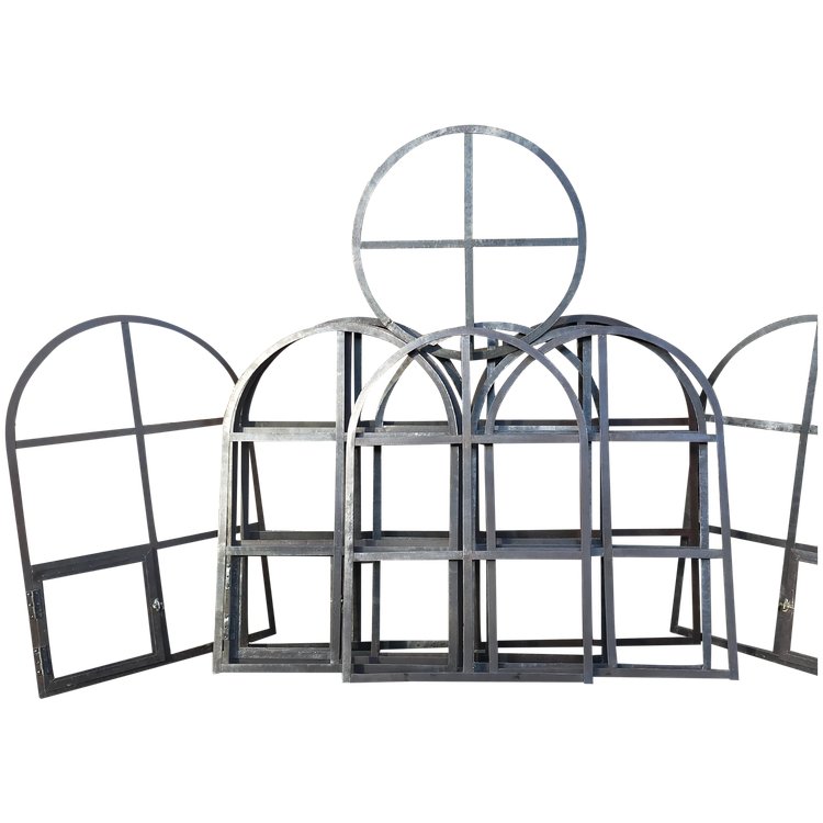Antico Porte in vetro curvo Finestre in ferro battuto Officina Orangerie Loft