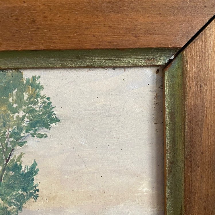 Huile sur carton représentant un château par E. Stefanski XXe
