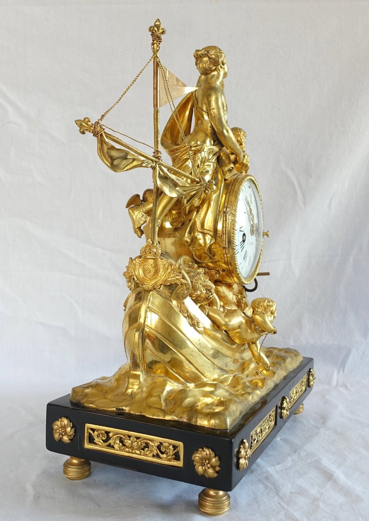 Allegory of maritime trade clock in gilt bronze - Louis XVI period circa 1775