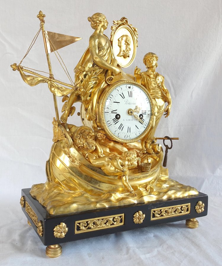 Allegory of maritime trade clock in gilt bronze - Louis XVI period circa 1775