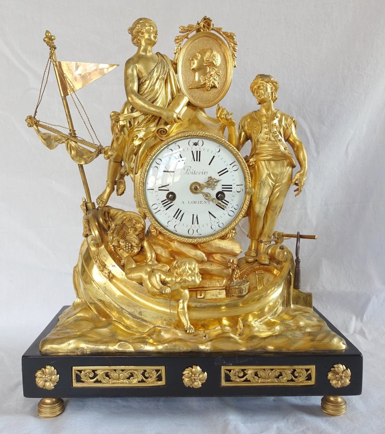 Allegory of maritime trade clock in gilt bronze - Louis XVI period circa 1775